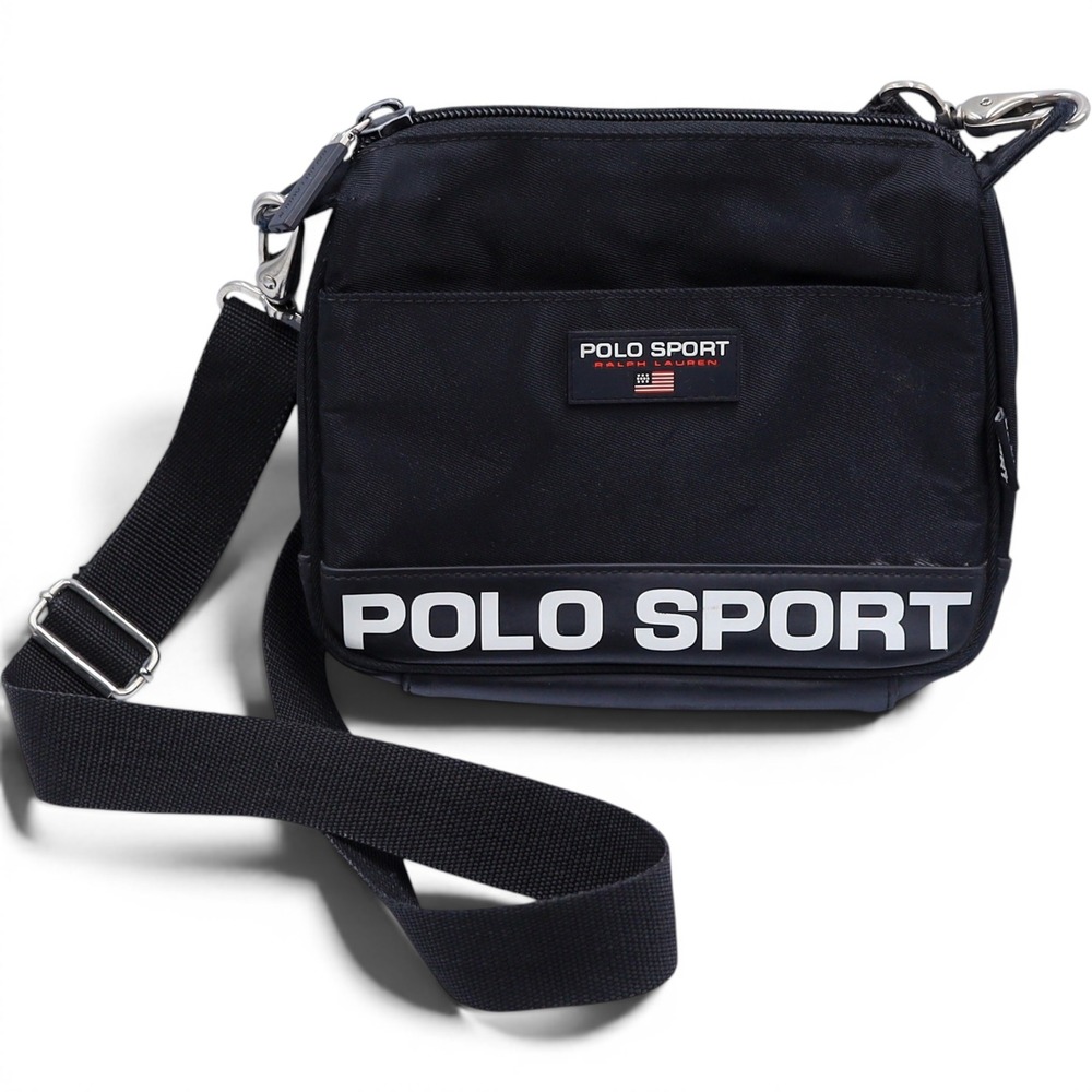 Vintage 90s Polo Sport Ralph Lauren Crossbody Bag Black Nylon Bag Messenger USA